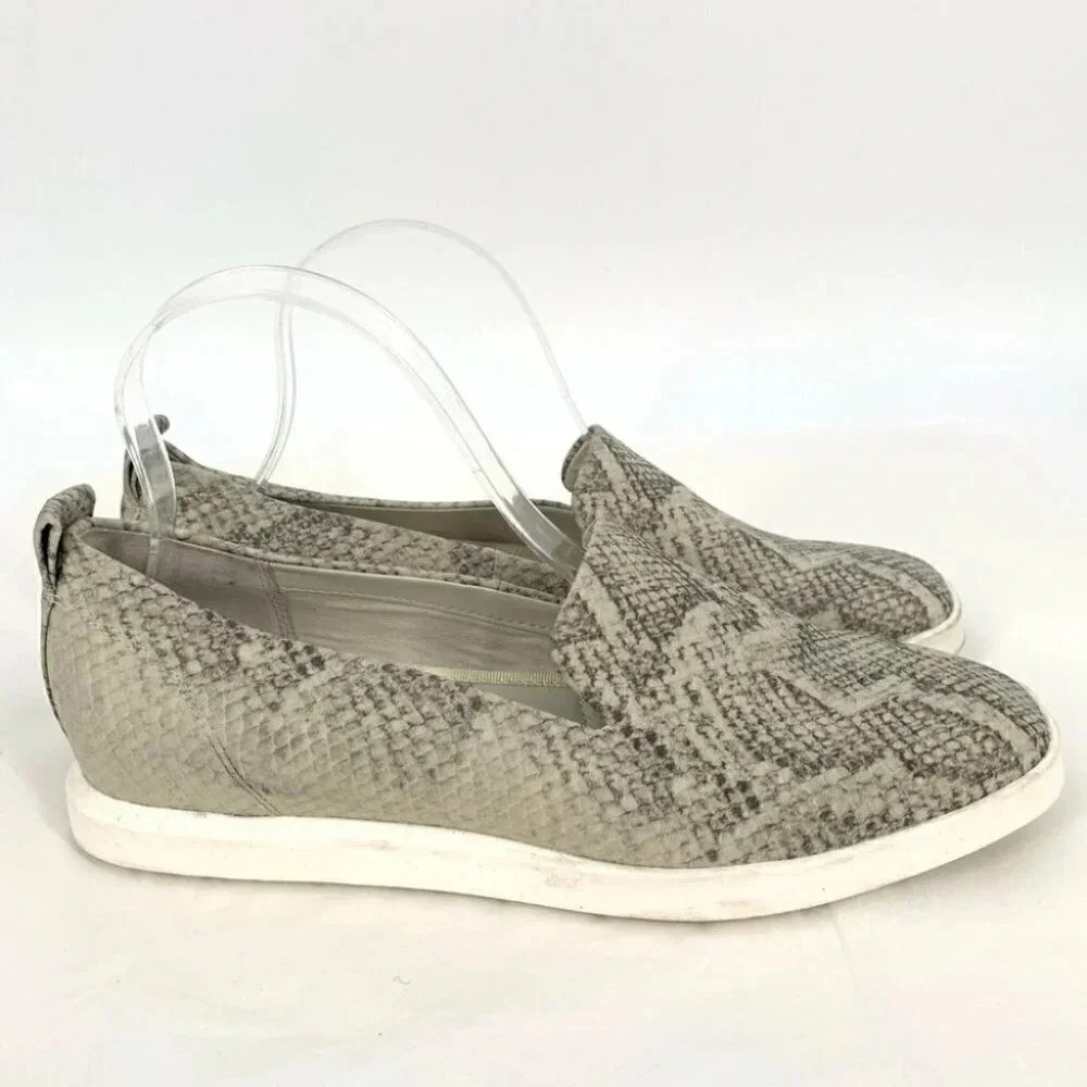 Franco Sarto flats size 8.5 38.5 Boston cream gray snakeskin print faux leather - Picture 4 of 12